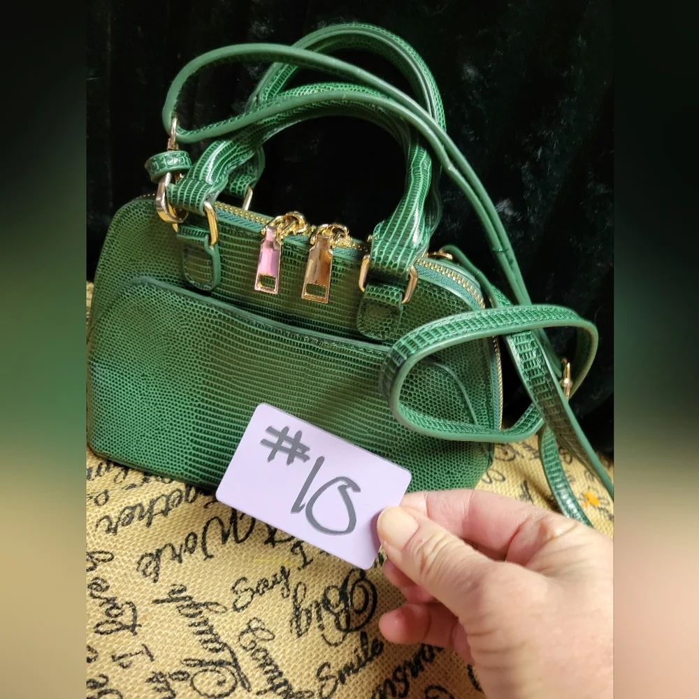 Madison west faux  snakeskin crossbody bag-green - Picture 4 of 11